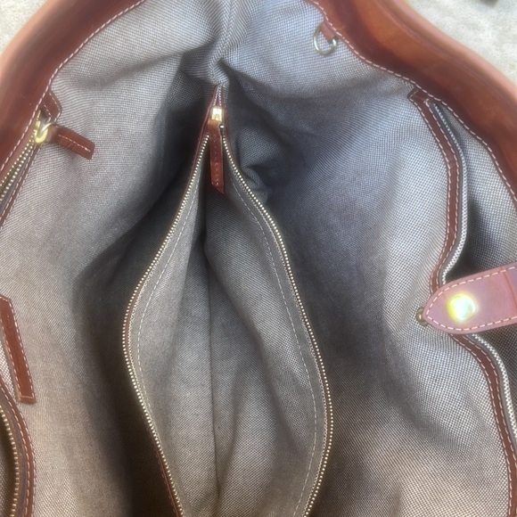 Dooney & Bourke Cognac Texture Leather Large Double Handle Tote Bag - Picture 5 of 10